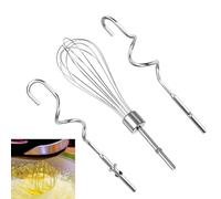 Stainless Steel Mixer Attachments Set - Includes Beaters, Dough Hooks & Whisk for KitchenAid & Hand Mixers - Ideal Kitchen Accessory for Effortless Mixing, Blending and Whisking - 3 Piece Set