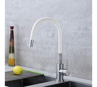 Stainless Steel Mixer Tap Kitchen Faucet Rust-Proof Hot Cold Water Basin Mixer Universal Single Hole Rotatable Faucet Stylish White Color Tube Design