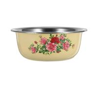 Stainless Steel Mixing Bowl 22.5x22.5x8.3cm with Pour Spout | Retro Enamel-Like Finish, Nonstick Nonporous Surface, Smooth Design, for Bakers, Salads, Fruits and Vegetables