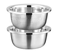 Stainless Steel Mixing Bowl and Colander Set, Stackable Kitchen Bowls with Drainage,Stackable,Multiple Sizes,Large Capacity, Thickened, and Versatile for Various Kitchen Tasks (38CM)