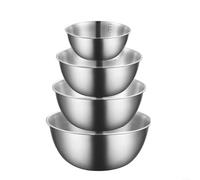 Stainless Steel Mixing Bowl Set 4 Sizes with Precision Measurement Marks Deep Non-Slip Silver Bowls for Salad Baking Marinating Dishwasher Safe Kitchen Essentials for Home Cooking