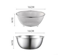 Stainless Steel Mixing Bowls and Net Strainer Set for Washing and Draining Various Foods Including Fruits, Vegetables, Pasta, and Salad Ingredients (16CM)