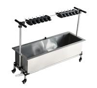Stainless Steel Mobile Mop Sink with Wheels Utility Cleaning Cart Janitorial Mop Bucket 21 Slots & 24 Hooks for Housekeeping & Janitorial Use
