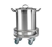 Stainless Steel Mobile Pot Cart with 4 Wheels - Durable Kitchen & Restaurant Utility Trolley for Easy Cooking and Serving