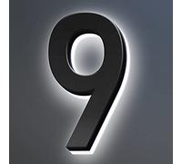Stainless Steel Modern Backlit LED Illuminated Home Address Number,Illuminated Address Sign Plaque House Numbers LED Lighted, Light Up House Numbers,10 Inch/250mm,6