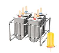 Stainless Steel Molds - Ice Formation Kit, 6 -Pcs Homemade Pop Mold, Holder Base with 100 Sticks, Reusable Treats, DIY Fun | Summer Snack Maker, Family Friendly i