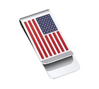 Stainless Steel Money Clip Slim Wallet Credit Business Card Holder for Men, Wallet Charms Gift for Father Dad Husband, A-american Flag-silver, One size