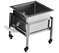 Stainless Steel Mop Sink Floor Mount Wash Station with Wheels, Movable Bathroom/Warehouse/Kitchen Sink Mop Service Basin with Drain Button,48cm