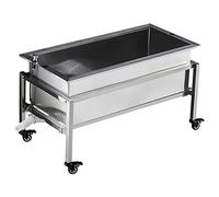 Stainless Steel Mop Sink Floor Mount Wash Station with Wheels, Movable Bathroom/Warehouse/Kitchen Sink Mop Service Basin with Drain Button,93cm