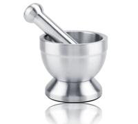Stainless Steel Mortar and Pestle Set,with Brush Pills Crusher Spicees Grinder Herbes Bowl Pesto Powder Lid and Anti Slip Base for Crushing Grinding