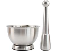 Stainless Steel Mortar Mills Pestle Set, Metal Grinder Crusher Bowl Holder Spice Grinder Bowl Kitchen Manual Seasoning Garlic Mill Crusher