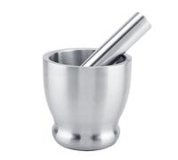 Stainless Steel Mortar Pestle Set Premium Manual Garlic Grinder Crusher Kitchen Tool for Pills Sesame Seeds Silver 4.1inch