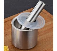 Stainless Steel Mortar With Pestle & Lid Spice Mill Chopper Herb Grinder Solid