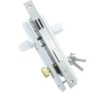 Stainless Steel Mortice Sashlock - Silent Euro Lever Door Lock Set With Keys - Home Security Bedroom Handle With Shaped Cylinders (White, B)