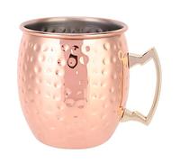 Stainless Steel Moscow Mule Mugs, 400ml Hammered Copper - Plated Drinking Cups with Brass Handle for Cold Cocktails, Beverages
