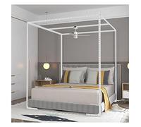 Stainless Steel Mosquito Net Bed Canopy Frame with 4 Corner Brackets Thickened King Size Post Poles - Elegant White Design for Ultimate Protection