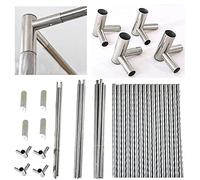 Stainless Steel Mosquito Net Frame Bracket for Bed Canopy Thicken Spiral Pattern Bed Stand with Metal Tee Fits Single/Double/King Bed 4 Corners Bed Post Support