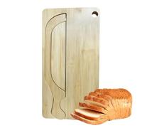 Stainless Steel Mother Bread Cutter Shaped Serving Set | Wooden Bread Tray for Left and Right Use for Bagels, French Baguettes, Home Use, Kitchen,