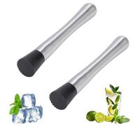 Stainless Steel Muddler, 2PCS Cocktail Muddler Ice Crushing Rod Lemon Hammer Bar Wine Mixing Stick for Mojito Fruit Drinks, 8.3x1.2in
