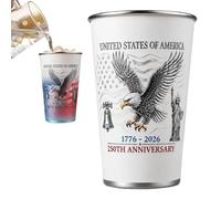 Stainless Steel Mug, 500ml Color Changing Reusable Cup | 250th Cold Beverage Cup for Iced Coffee - Suitable for Home, Office, Travel, Party, Meeting, Independence Day, Birthday, Holiday