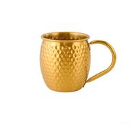 Stainless Steel Mug 520ml with Ergonomic Handle, Hammered Design Korean Style Tumbler for Coffee or Cocktails - Rose Gold(Golden)