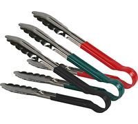 Stainless Steel Multi-Colour Kitchen Tongs Set, Non-Stick, for Air Fryer, Salad, Pasta, BBQ Servings (9'' (Red, Green, Black))