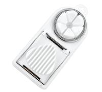 Stainless Steel Multi-Function Egg Slicer - Hard Boiled Egg Cutter & Wedger, Dual-Style Slicer for Eggs, Strawberries & More (White)