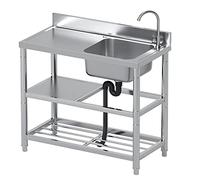 Stainless Steel Multi-Functional Sink with a countertop is Ideal for Outdoor Laundry Rooms, garages, and Camping. Its Spacious 80x50x85 c,Leftslot-100x50x85cm/39.4x1，Rightslot 100x50x85cm/39.4x1