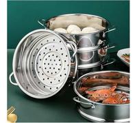 Stainless Steel Multi-Functional Steamer with Double Ear Food Steaming Grid Rice Cooker Pot Drain Basket Kitchen Cooking Tools for Vegetables, Seafood(22cm)