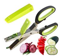 Stainless Steel Multi-Layer Scissors | 5-Layer Stainless Steel Food Shears | Dishwasher Safe Kitchen Gadget Green Shredding Scissors Christmas Onion Salad Homraa