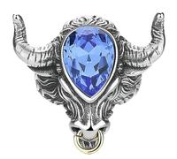 Stainless Steel Multicolor Gem Bull Ring Men's Titanium Steel Animal Style Jewelry for Gifts