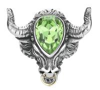 Stainless Steel Multicolor Gem Bull Ring Men's Titanium Steel Animal Style Jewelry for Gifts