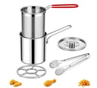 Stainless Steel Multifunctional Fryer Thickened Stainless Steel Deep Fat Fryer Pan Fine Mesh Filter Stovetop Deep Fryer With Basket Suitable For Kitchen, Camping,5pcs