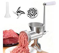 Stainless Steel Multifunctional Hand Crank Mincer - Heavy-Duty Meat Grinder, Sausage Stuffer, Vegetable Chopper & Mixer | Easy-Clean, Detachable Parts | Ideal for Mince, Sausages, Garlic, Chilli & Mor