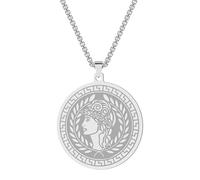 Stainless Steel Na Wisdom War Goddess Greek Mythology Pendant Necklace Jewelry