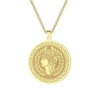Stainless Steel Na Wisdom War Goddess Greek Mythology Pendant Necklace Jewelry