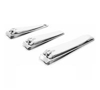 Stainless Steel Nail Clipper Set - 3 Pack Curved Edge Cutters for Fingernails and Toenails, Small Medium, Large Trimmers for Home or Travel