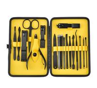 Stainless Steel Nail Clippers 18 Piece Set, Black, Decoration Beauty