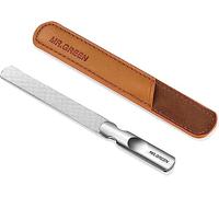 Stainless Steel Nail File with Anti-Slip Handle and Leather Case, Double Sided and Files Nails Easily for Men and Woman