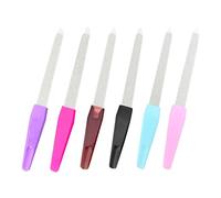 Stainless Steel Nail Files (6 Pack), Professional Nail File Set for Natural Nails, Metal Fingernail Files with Precision Pointed Tip and Non-Slip Handle, Sapphire Grit Nail Filer for Women