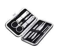 Stainless Steel Nail Scissors Cutter Clippers Set Fingernail Toenail Home Travel Red Black Color Leather Shell (Negro)
