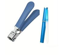 Stainless Steel Nail Toenails Clippers Cutter with Anti-Splash Cover Sharp Trimmer Pedicure Care Professional Nail File,Blue Nail File Box
