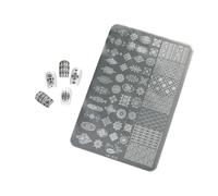 Stainless Steel Nails Art Stamping Plate With Grids Stripes Houndstooth Patterns For Professional Manicure Tool