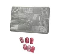 Stainless Steel Nails Designing Tool with Lace Checkerboard Pattern Ergonomic Grip Stamping Plate for Smooth Application Lace Nail Stamping Plate