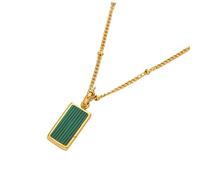 Stainless Steel Necklace Including Interchangeable Square Pendant Adorned by Natural Shell Simple Necklace