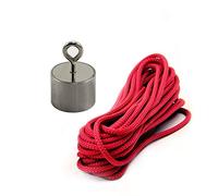 Stainless Steel Neodymium Recovery / River Fishing Magnet with M5 Eyebolt & 10M Rope - 24kg Pull