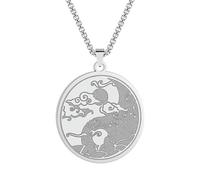 Stainless Steel Night And Moon Necklace Sky Cloud Jewelry Charming Hip-Hop Punk Jewelry
