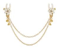 Stainless Steel Nipple Clip Clamps Pearl Body Ring Chain for Women Stainless Steel Body Clamp Adjustable Non-Piercing Bells 18K Gold Plated Body Chain for Women Faux Body Jewelry