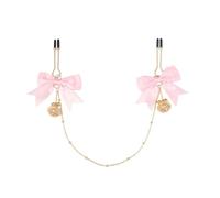 Stainless Steel Nipple Sex Toys with Metal Bells Nipples Clamps Orgasm Breast Clips Stimulator Sm Sex Games Couples Fun Sensual Women Flirting Pink One Size