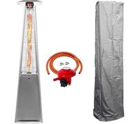 (Stainless Steel, No Bluetooth Speaker) Patio Gas Heater Stainless Steel Pyramid Style